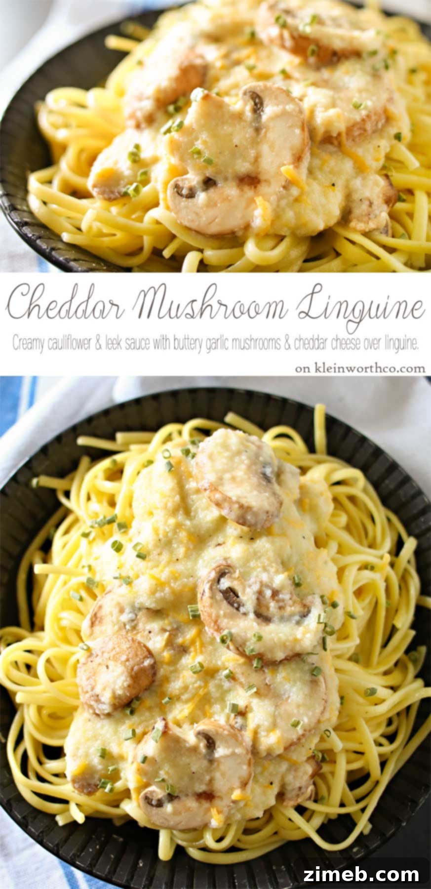 Delicious Cheddar Mushroom Linguine, an easy and creamy pasta dish perfect for family dinners.