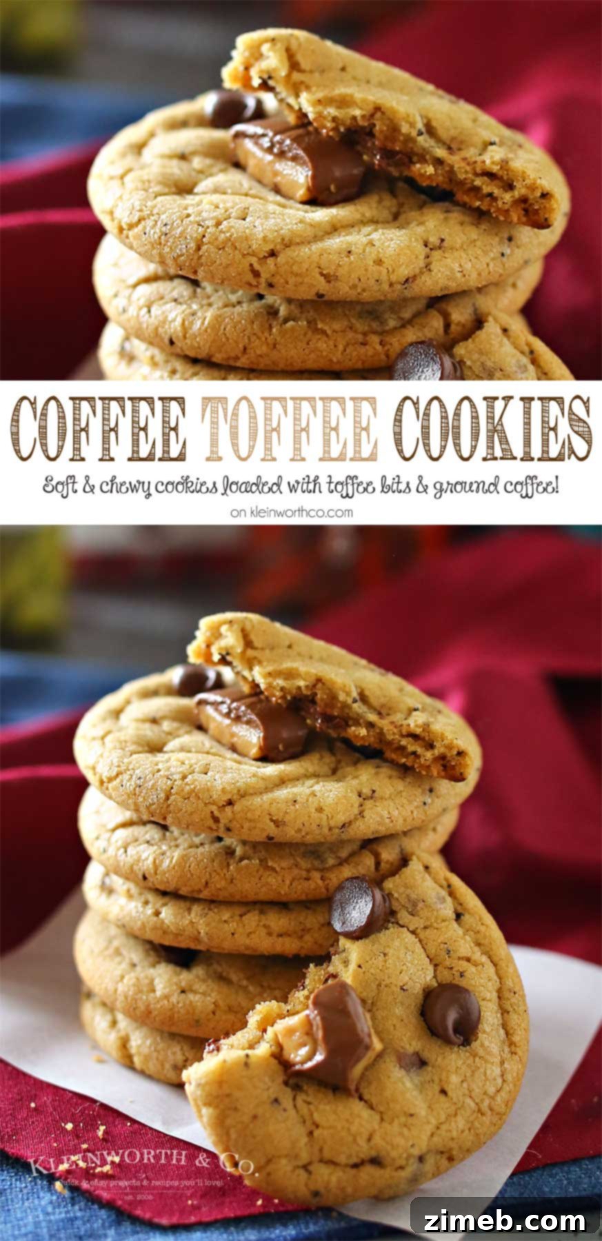 Delicious Coffee Toffee Cookies, a soft and chewy indulgence packed with chocolate chips, toffee bits, and rich coffee flavor. The perfect treat for any java enthusiast.