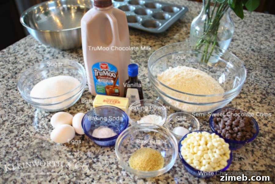 Delicious and easy Chocolate Milk Muffins recipe. Made with real chocolate milk, these muffins are a perfect breakfast idea. Learn the secret to baking muffins with that beautiful dome shape.