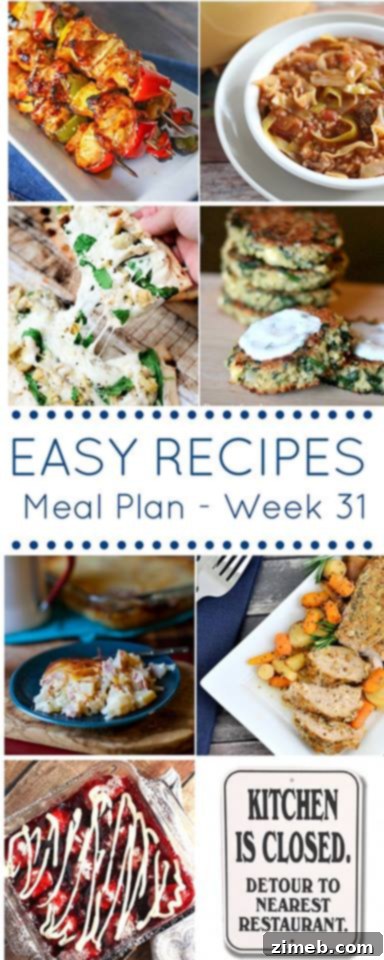 Easy Dinner Recipes Meal Plan Week 31 takes the guesswork out of meal time. Easy, budget friendly & delicious dinner recipe ideas to please your family.