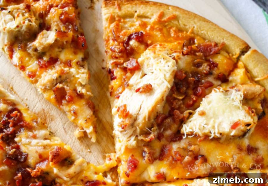 Savory Grilled Chicken and Bacon Pizza with Garlic Cream 3 Grilled Chicken & Bacon Pizza with Garlic Cream Sauce is the best homemade pizza recipe EVER! Better than any frozen, take & bake or delivery. WOW! AMAZING! Don't miss my tip for quick & easy prep time too!