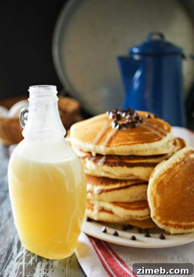Farmhouse Buttermilk Syrup 5 A close-up of a serving of homemade buttermilk syrup.