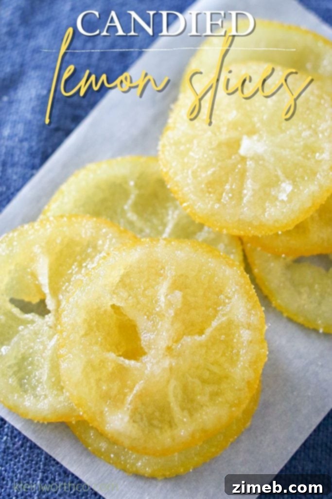 Sugared Lemon Gems 2 Beautiful Candied Lemon Slices perfect for topping pastries, cupcakes, and cocktails. An easy recipe and a great way to use lemons.