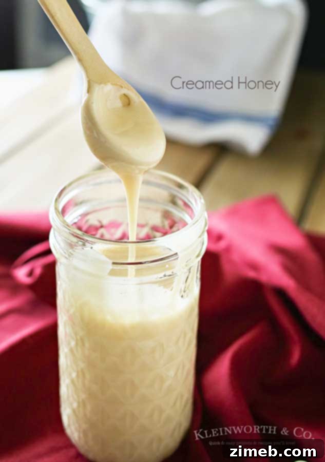 Creamed Honey 5 Close-up of the whipping process for making creamed honey in a stand mixer.