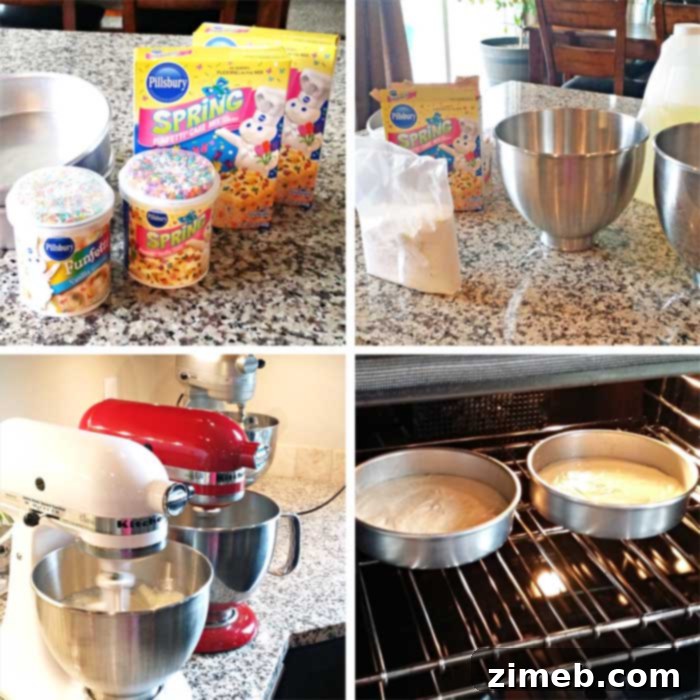 Spring Funfetti Cake 3 Spring celebrations are fun & easy with this Spring Funfetti® Cake. You can create fun family moments with this cake recipe as one of your Easter desserts. Using frosting just in-between layers for that