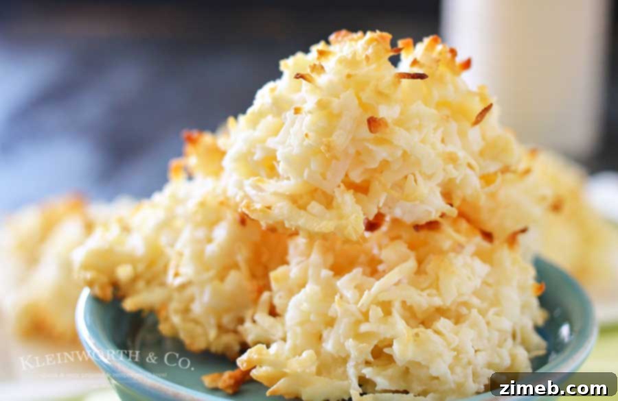 Sweet Coconut Cloud Bites 3 Coconut Macaroons for Easter - a soft, chewy, and easy dessert.