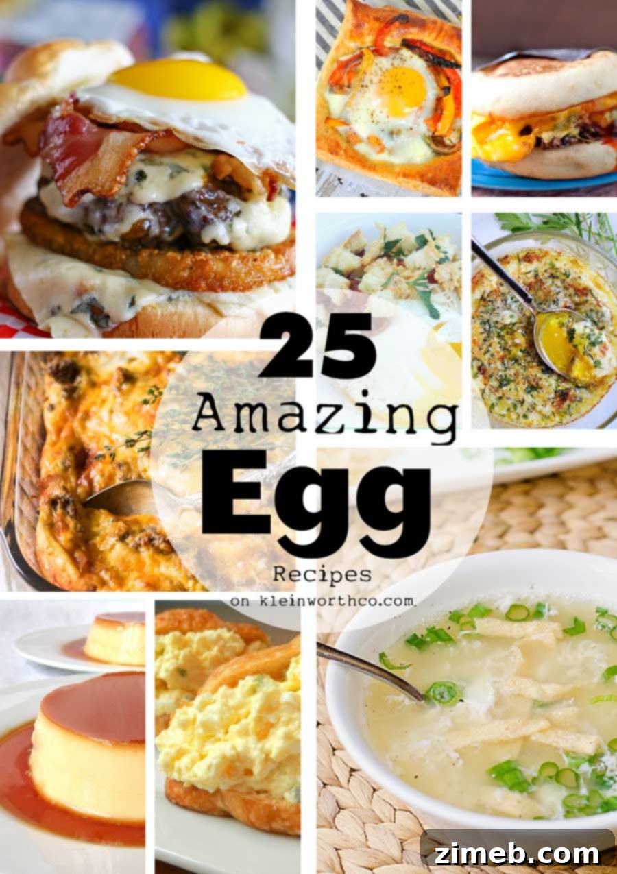 25 Delicious Egg Recipes 2 A diverse spread of 25 amazing egg recipes, showcasing various dishes like casseroles, quiches, and egg-based desserts, perfect for breakfast, lunch, or dinner.