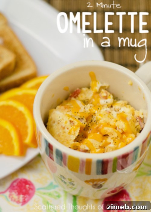 25 Delicious Egg Recipes 19 Quick 2 Minute Omelette in a Mug, a fast and easy breakfast solution.