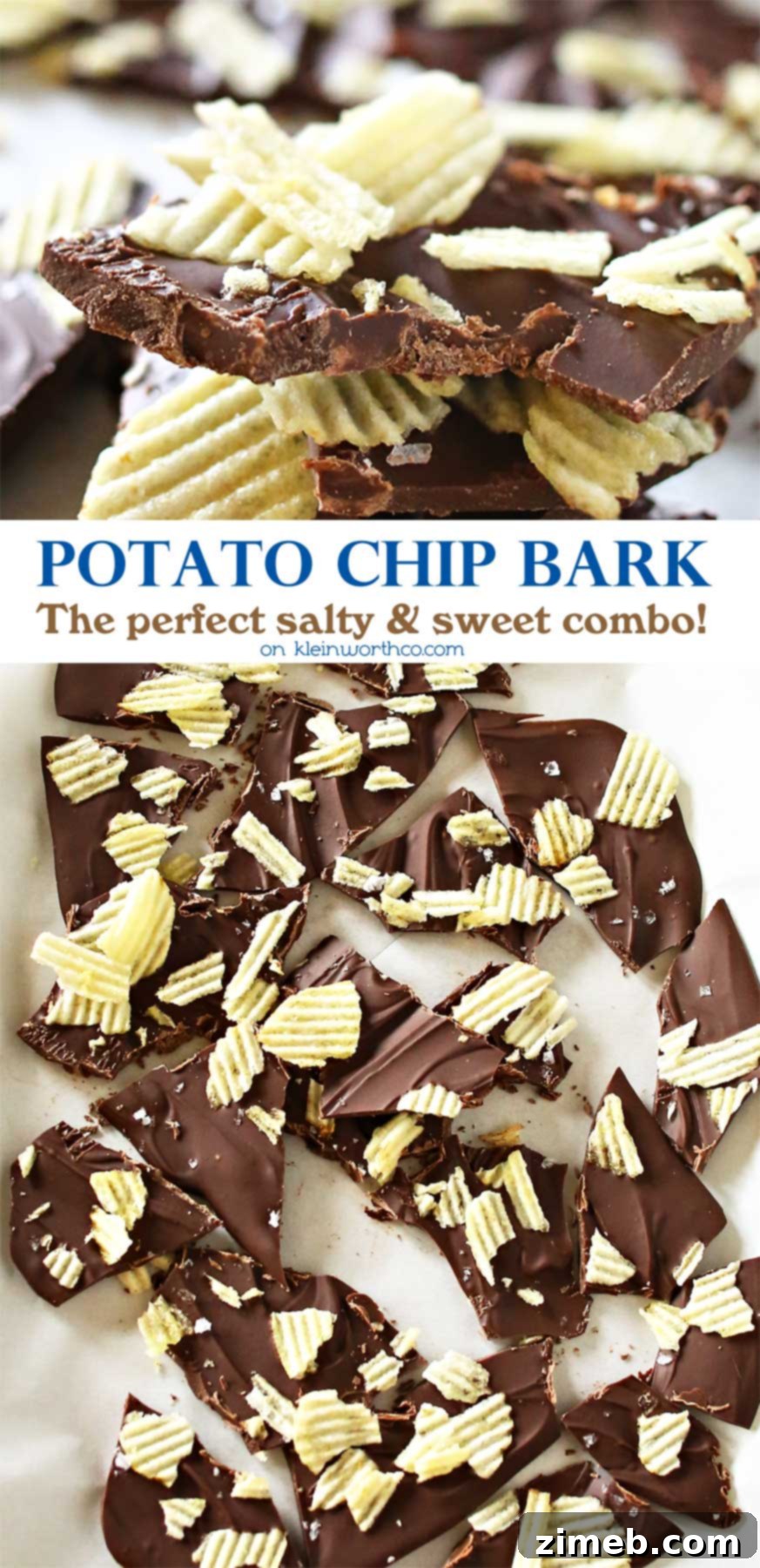 Potato Chip Bark and 40 Plus Potato Delights 2 Close-up of freshly made Potato Chip Bark, showcasing chocolate and crunchy potato chips