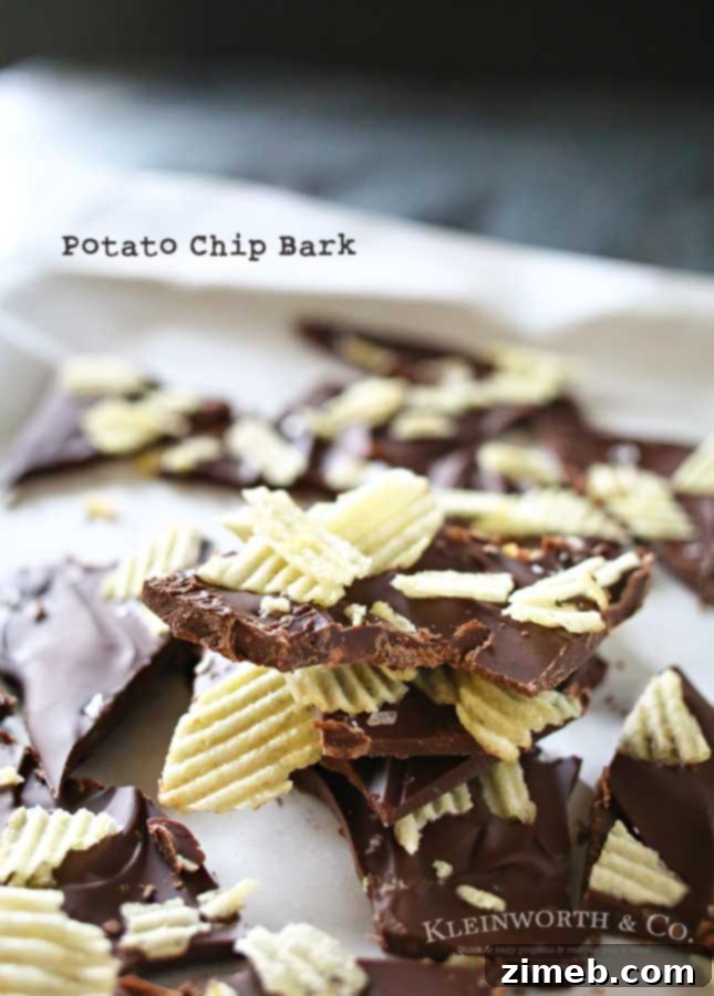 Potato Chip Bark and 40 Plus Potato Delights 6 Assortment of Potato Chip Bark pieces on a plate, ideal for sharing