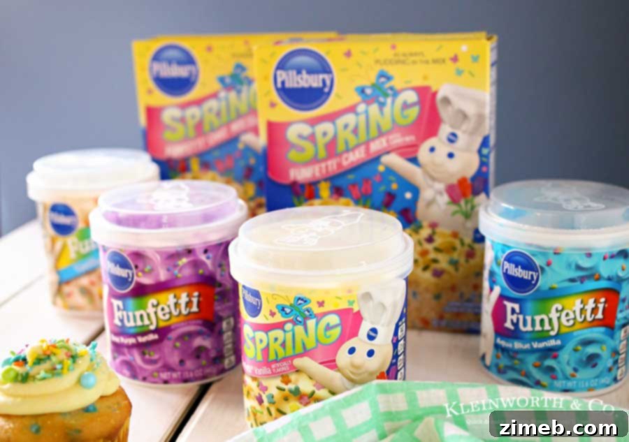 Easter Funfetti Cupcakes 8 Children and adults actively decorating Funfetti Easter cupcakes in a lively kitchen scene