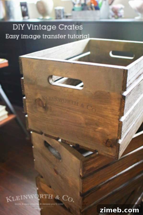 Crafting Vintage Crates: Effortless Image Transfer for Rustic Decor 8 Successfully transferred K&Co. logo onto a finished vintage-style wooden crate