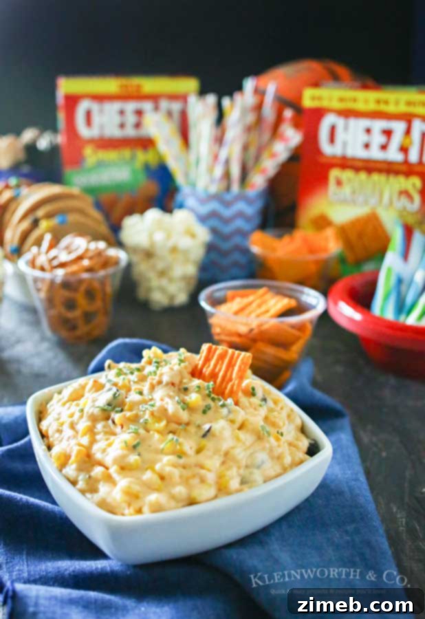 Cheesy Corn Dip cooking in a slow cooker