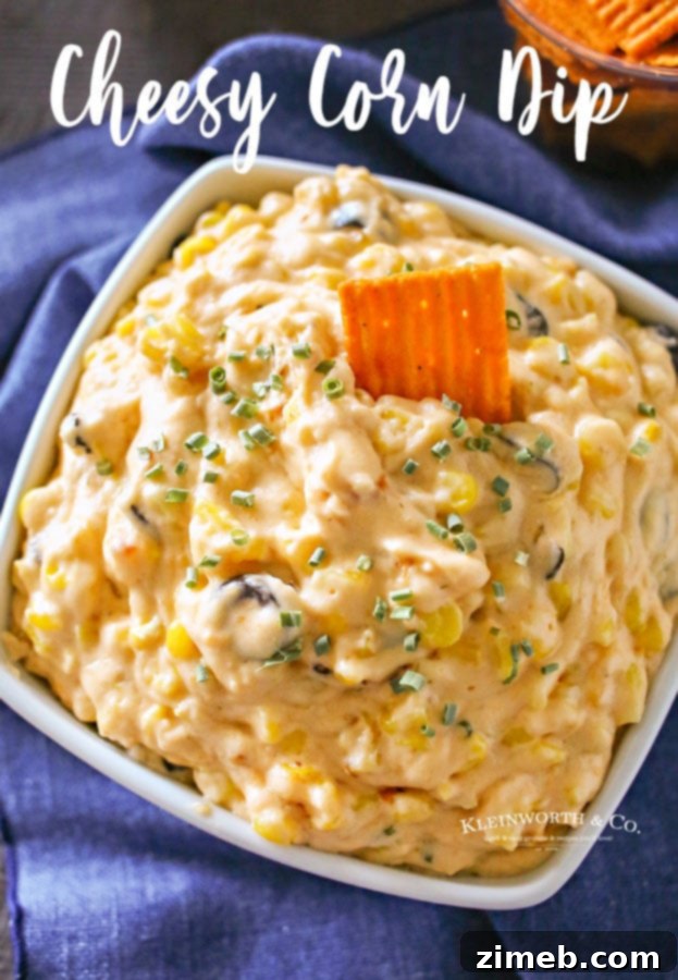 Cheesy Corn Dip with tortilla chips