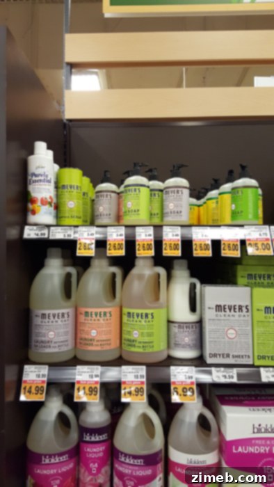 A well-organized cleaning caddy filled with Mrs. Meyer's products for efficient cleaning.