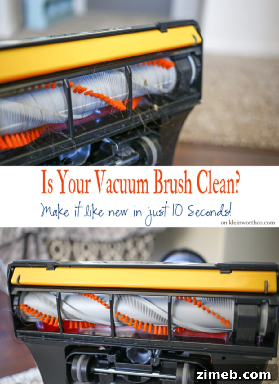 Close-up of a vacuum brush being cleaned, an essential maintenance tip.