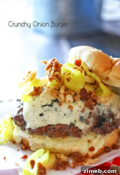 Delicious Crunchy Onion Burger with melted cheese