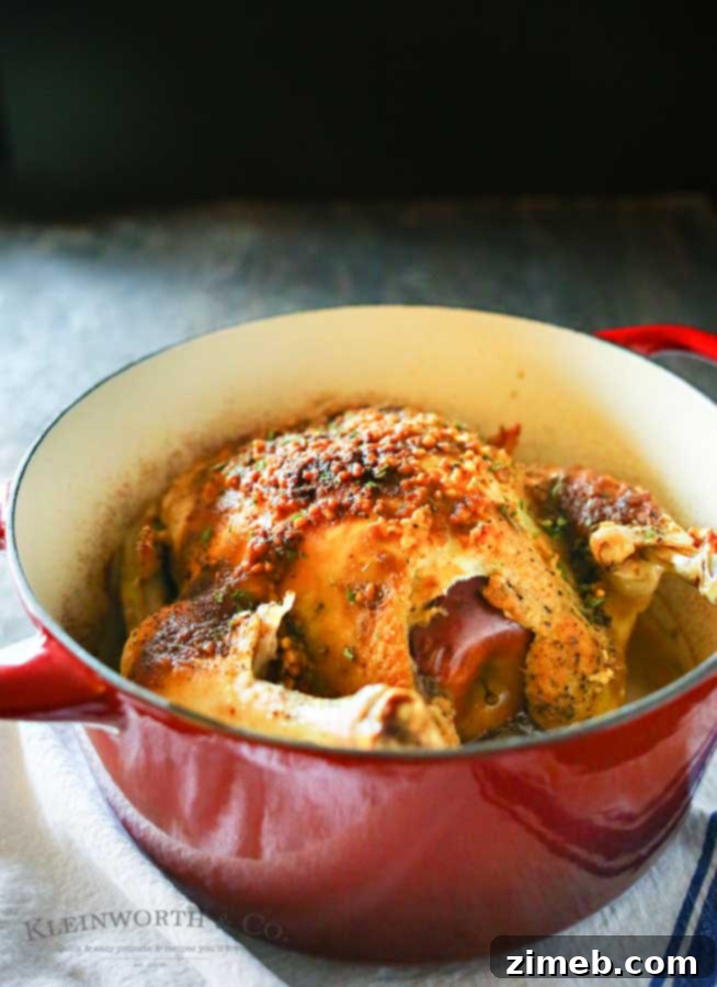 Hearty Dutch Oven Garlic Chicken 3 Dutch Oven Garlic Chicken is a simple chicken dinner recipe that takes just a few minutes of prep & a couple hours to cook. Easy family dinner ideas like roasted chicken are great! I love how simple it is!
