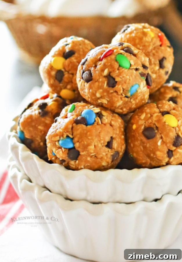 Monster Cookie Morsels 2 Monster Cookie Bites - quick no-bake recipe with M&M's