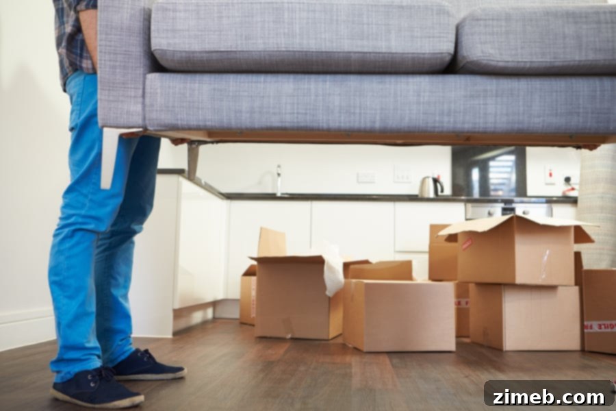 Effortless Temporary Relocation 3 Moving boxes and essential items being organized in a temporary apartment, demonstrating efficient relocation strategies.