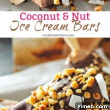 Homemade Coconut Nut Ice Cream Bars, a refreshing summer dessert with chocolate, coconut, and macadamia nuts.