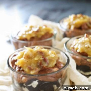 No Bake German Chocolate Cheesecake has an Oreo cookie base, simple no-bake chocolate cheesecake & topped with an easy german chocolate frosting! It's the perfect summer dessert that takes just a few minutes to make!