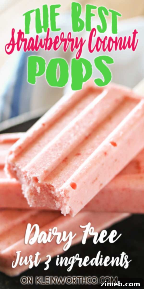 Strawberry Coconut Pops - A creamy, dairy-free, and refined sugar-free frozen dessert for summer.
