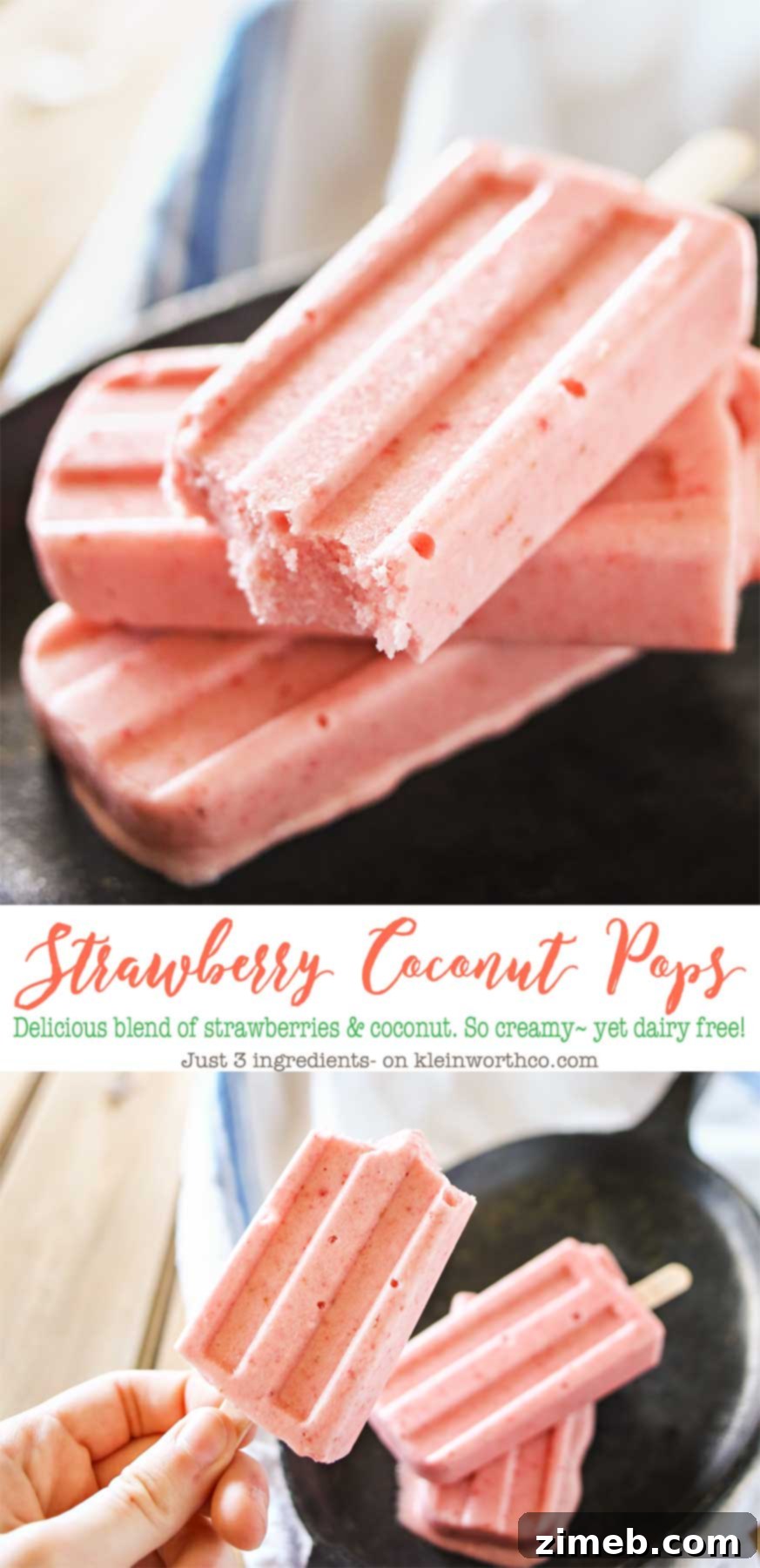 A beautifully arranged serving of Strawberry Coconut Pops.