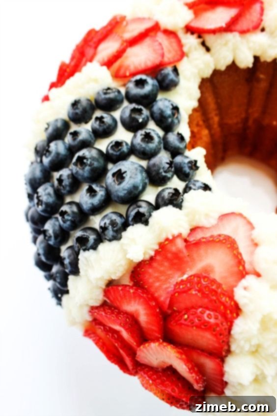 Stars, Stripes, and Sizzle: Independence Day Feasting 3 Red, White & Blue Bundt Cake with Fresh Berries