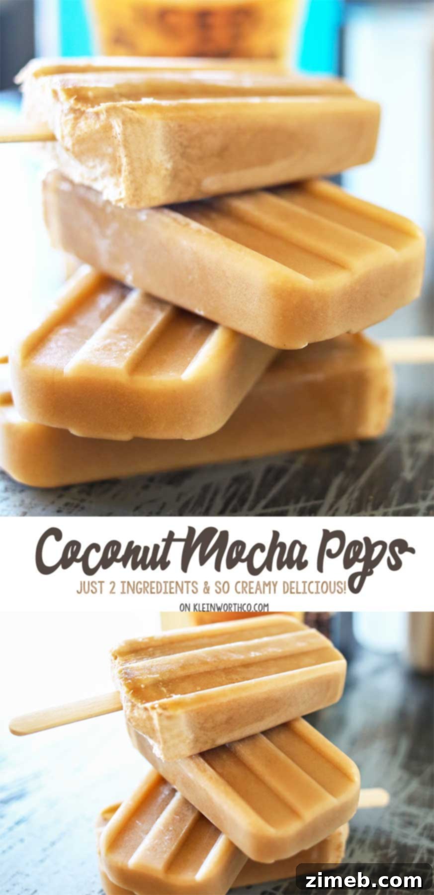 Easy 2-Ingredient Coconut Mocha Pops 2 2 Ingredient Coconut Mocha Pops, an easy and delicious homemade popsicle recipe perfect for summer breakfasts or desserts.