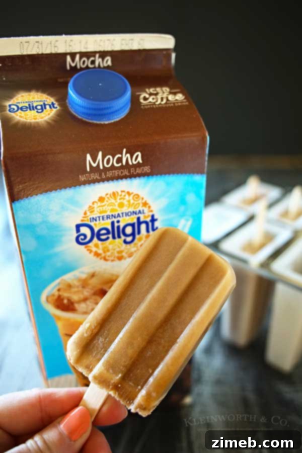 Easy 2-Ingredient Coconut Mocha Pops 4 Enjoy a super easy iced coffee treat with these 2 Ingredient Coconut Mocha Pops.