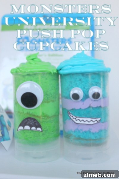 25 Magical Disney Treats 19 Monsters University Push Pop Cupcakes