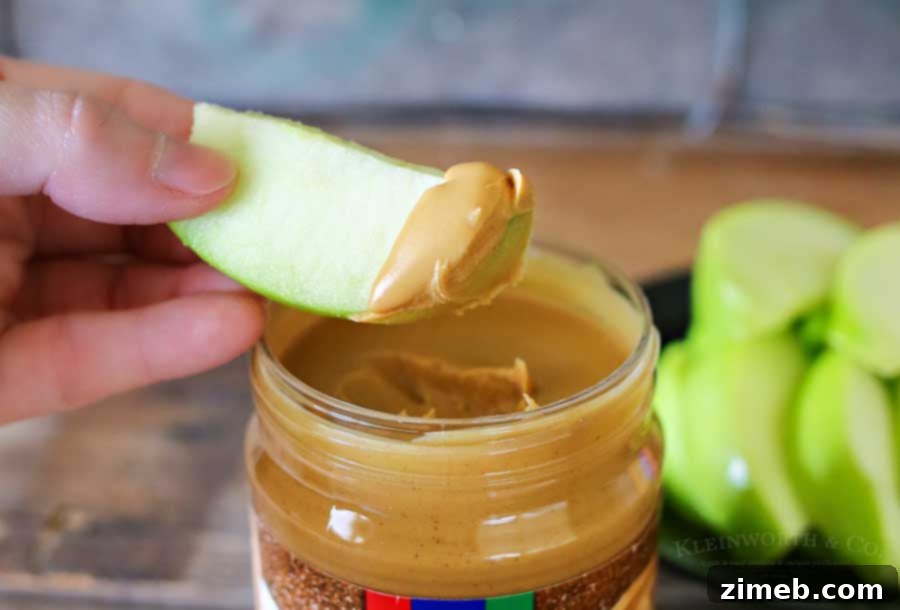 Best Peanut Butter Snacks are perfect for mid-day meals or after dinner treats. Both at home or on the go, they'll keep you peanut butter happy & satisfied. Apple slices with peanut butter.