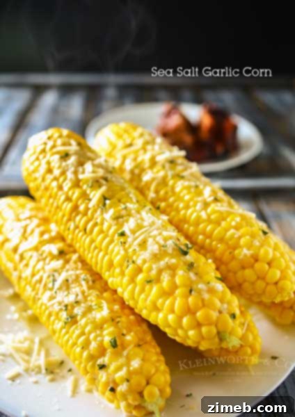 Poolside Party Food Masterplan 3 Sea Salt Garlic Corn is a delicious twist to the classic BBQ side dish. This corn on the cob recipe will keep them coming back for more all summer long.