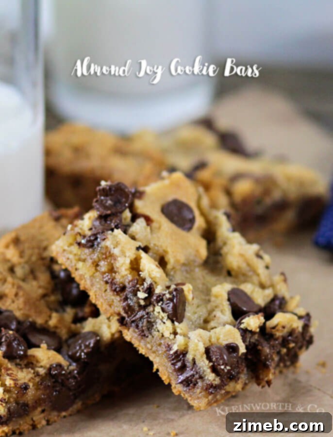 Delicious square-cut Almond Joy Cookie Bars