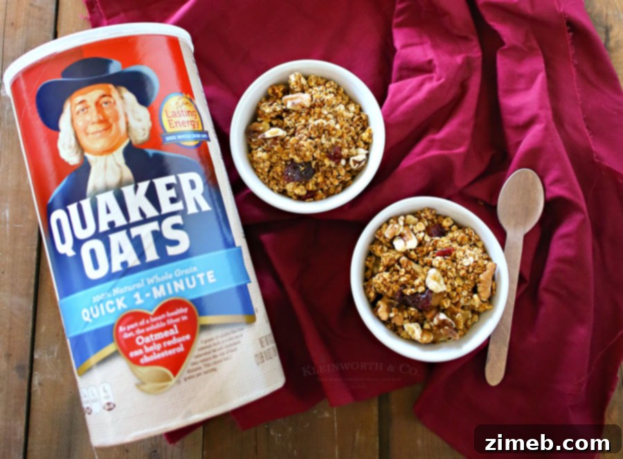 Close-up of Pumpkin Cranberry Granola with walnuts and dried cranberries