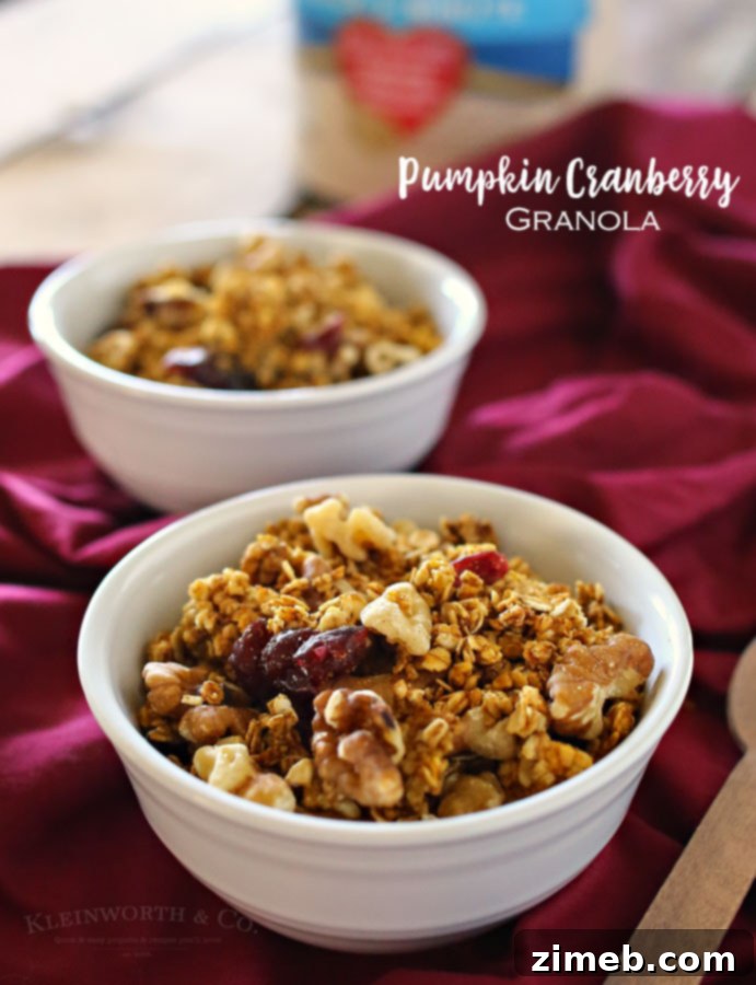 Pumpkin Cranberry Granola, ready to serve