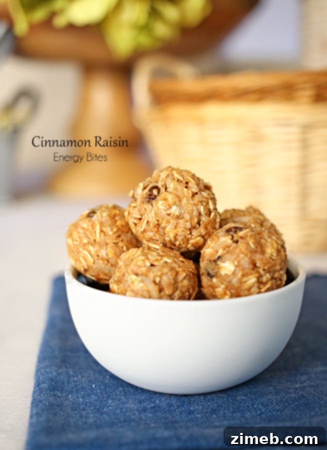 Cinnamon Raisin Energy Bites, perfect for a quick snack or breakfast
