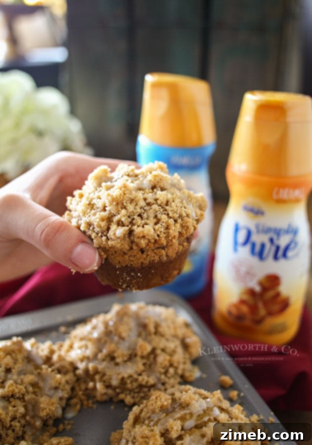 Close-up of Pumpkin Streusel Muffins showing the streusel topping