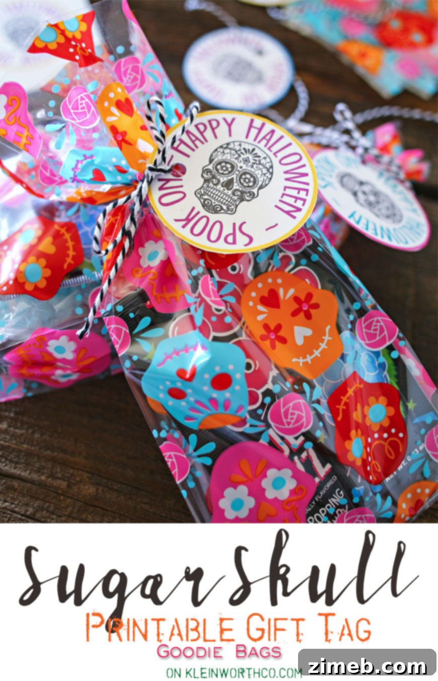 Sugar Skull Printable Favor Tags 2 Sugar Skull Printable Gift Tag Goodie Bags: The perfect Halloween party favors and Day of the Dead printable for amazing celebrations.