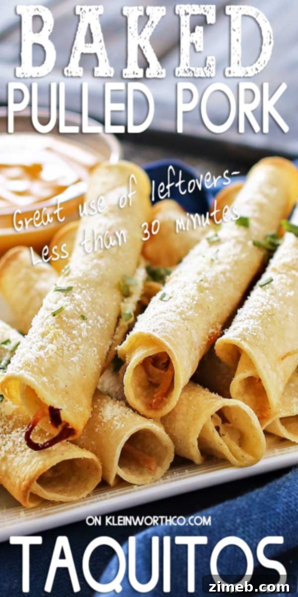 Crispy Pulled Pork Roll-Ups 2 Baked Pulled Pork Taquitos - The Ultimate Game Day Snack