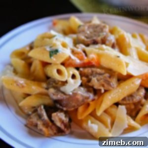 Penne Sausage Alfredo - A quick and easy recipe for families.