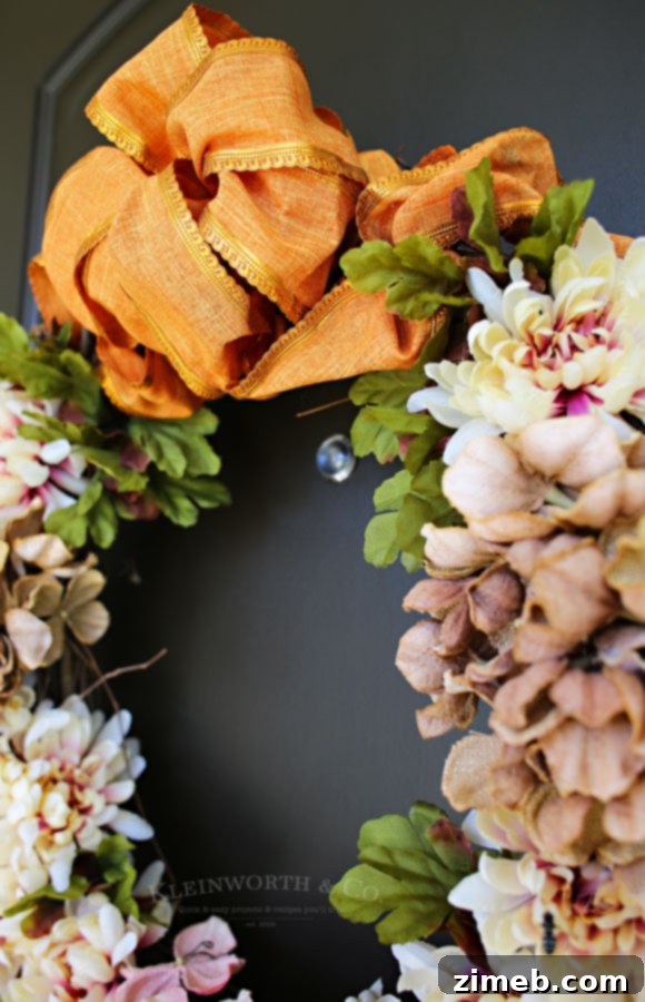 Grateful Harvest Wreath 2 Close-up of DIY Fall Thanksgiving Wreath