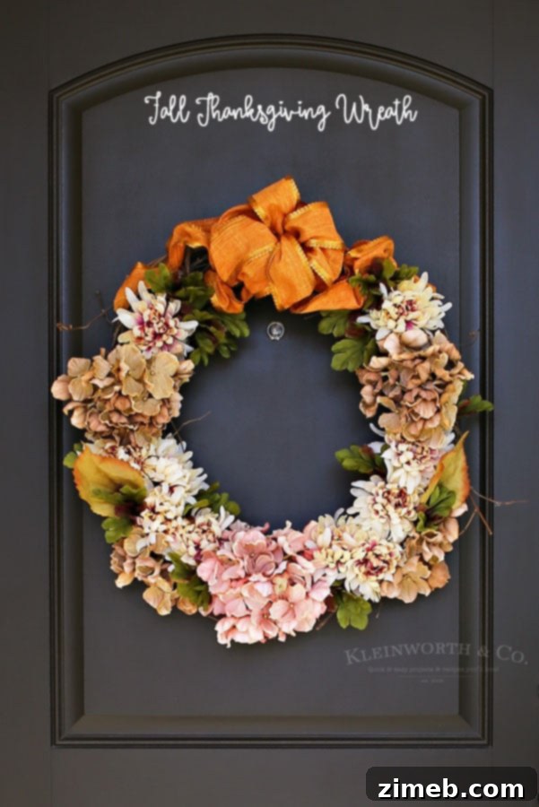 Grateful Harvest Wreath 7 Finished DIY Fall Thanksgiving Wreath on a door