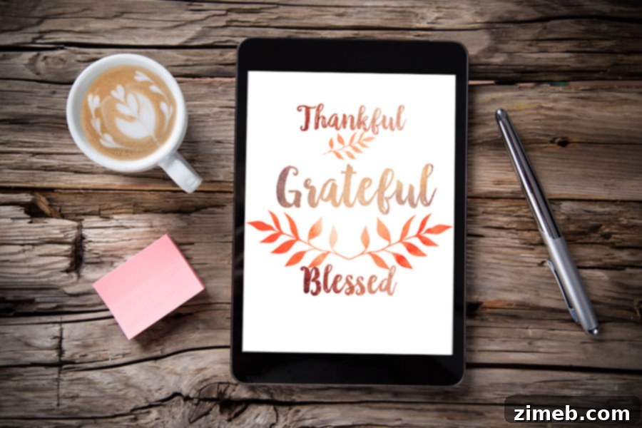 Autumn Themed Thankful Grateful Blessed Digital Wallpaper