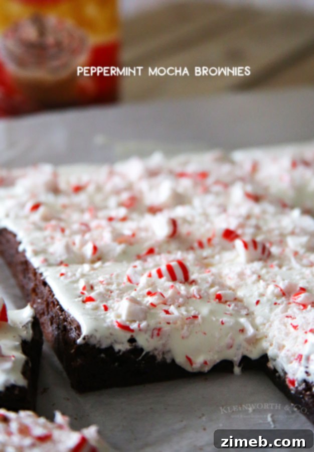 Delicious Peppermint Mocha Brownies, ready to be served