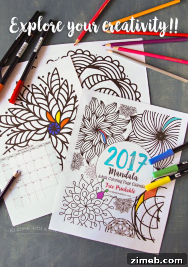 Another beautiful design from the 2017 Mandala Adult Coloring Page Calendar, ready for coloring