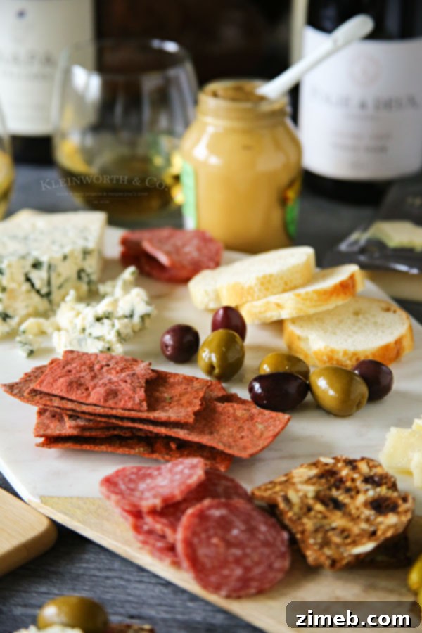 Assortment of Blue Cheese Salami Appetizers and Castello Havarti bites