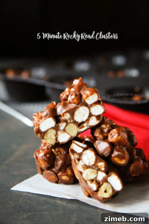 Rocky Road Express Bites 7 Finished 5 Minute Rocky Road Clusters served on a festive plate