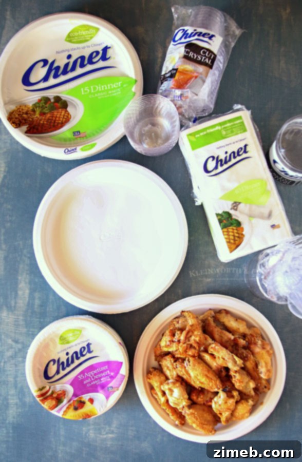 Serving Garlic Parmesan Wings on Chinet Classic White Dinner Plates